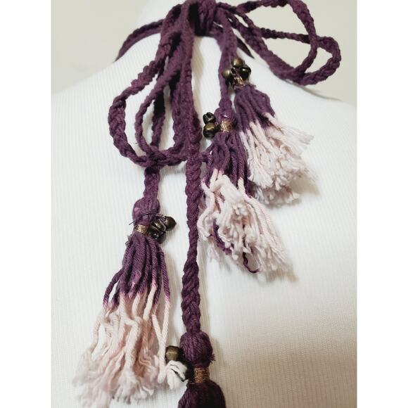 Free People Womens Large Garden Party Maxi Dress Tassels Side Slit Cut-Outs Boho - Picture 3 of 13